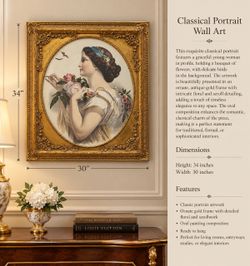 Elegant Classical Portrait with Ornate Gold Frame🌷