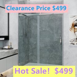 60 in. W x 66 in. H Double Sliding Semi-Frameless Shower Door with Smooth Sliding and 3/8 in. Glass