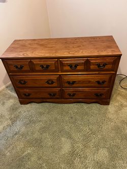 Wood 6-Drawer Dresser with Black Hardware