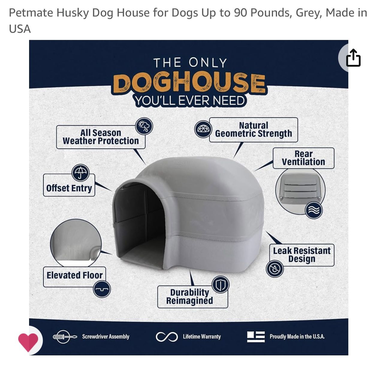 Dog Igloo For Large Breed Dog Or Small. Clean, Barley Used!