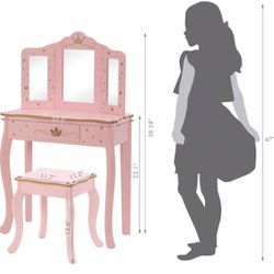 New Kids Vanity Set with Mirror and Stool