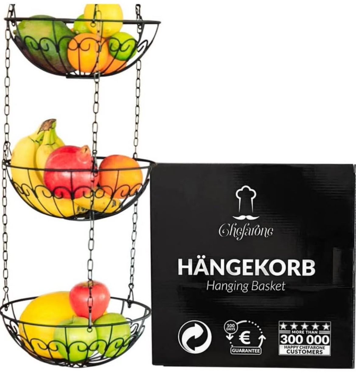 🖤 Chefarone 3-Tier Hanging Fruit & Vegetable Basket – Space-Saving Storage! 🖤  📍 Pickup Location: Durango and 215  🍏 Maximize your kitchen space w