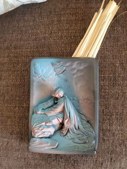 Vintage MCM Gethsemane 3D Relief Chalkware Wall Plaque