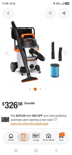 16 GAL STAINLESS STEEL WET/ DRY VAC WHIT CART