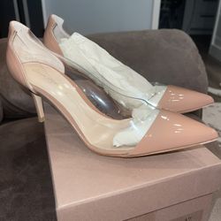 Gianvito Rossi Vernice Praline Plexi Size 37 New With Box