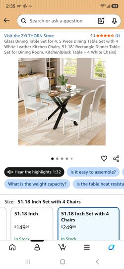 Glass Table with 4 chairs