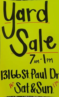 Yard Sale Sat & Sun
