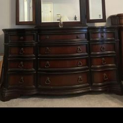 King Bedroom Set- 8 Pieces, Cherry Wood