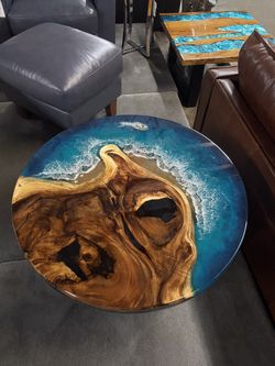 Round Resin Ocean Coffee Table