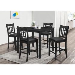 Brand new black or brown counter high dining table (42"x42"x36"H) + 4 faux leather chairs