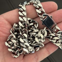 18K White Gold Polished MIAMI CUBAN CURB LINK NECKLACE