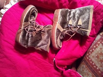 Faux Seal Fur Vintage Boots, Women's Size 6