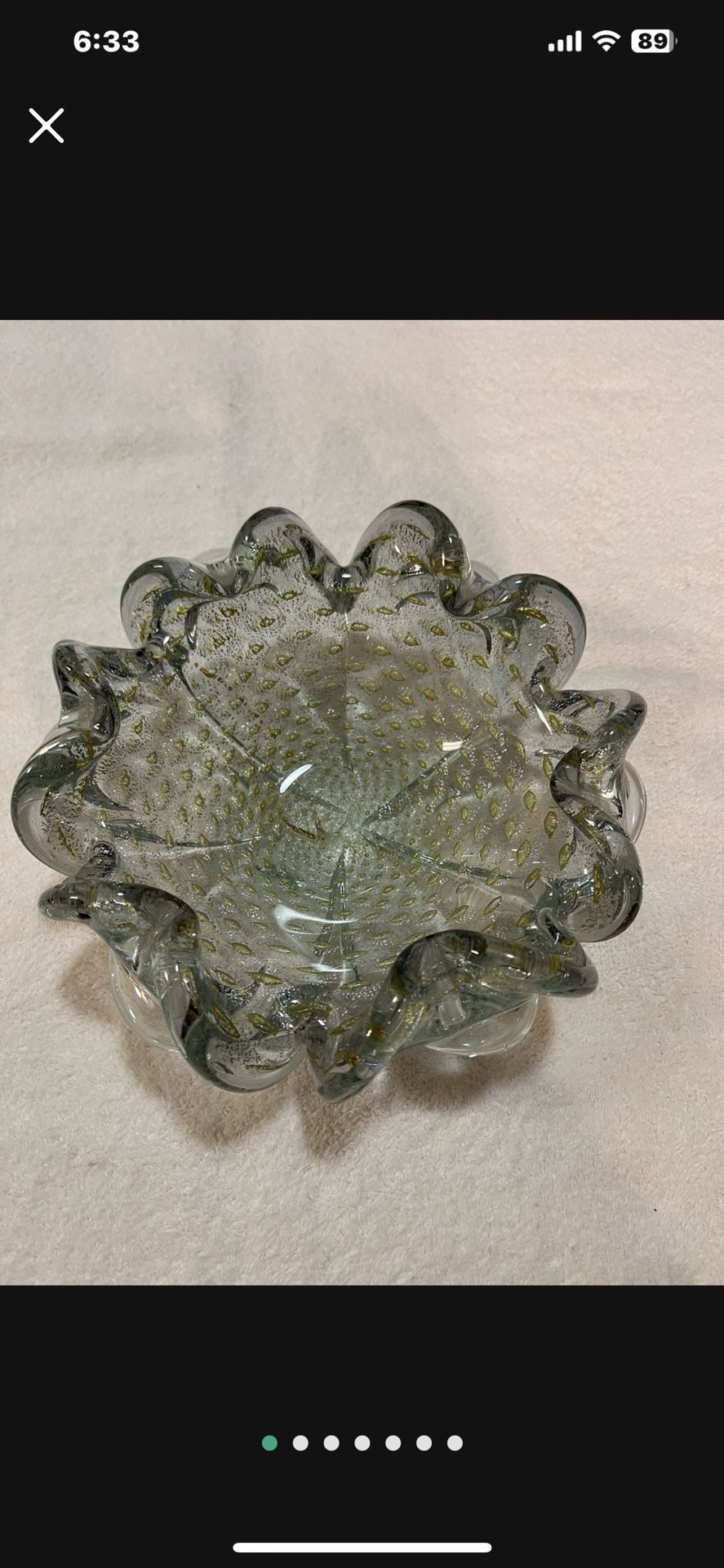 CA. VINTAGE MURANO (MAY BE IN THE STYLE OF) GOLD FLECK GLASS BOWL/ASH TRAY