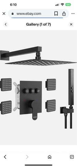 Shower Faucets Sets Brushed Nickel Shower Systems, STARBATH 12" Rain Shower with 2 in 1 Handheld and 4 Body Jets, Black 15B And Nihal 15L