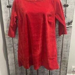 Tamsy Red Long Tunic Top Shirt Size Large