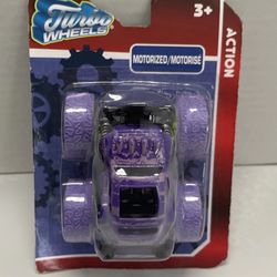 Turbo Wheels Pull Back Monster Truck/VW Bug Purple Action Play Brand New