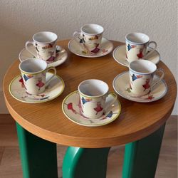 12-Piece Ceramic Tea Cup + Tea Plate Set