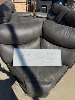 Gray Leather Recliner Sofa Set