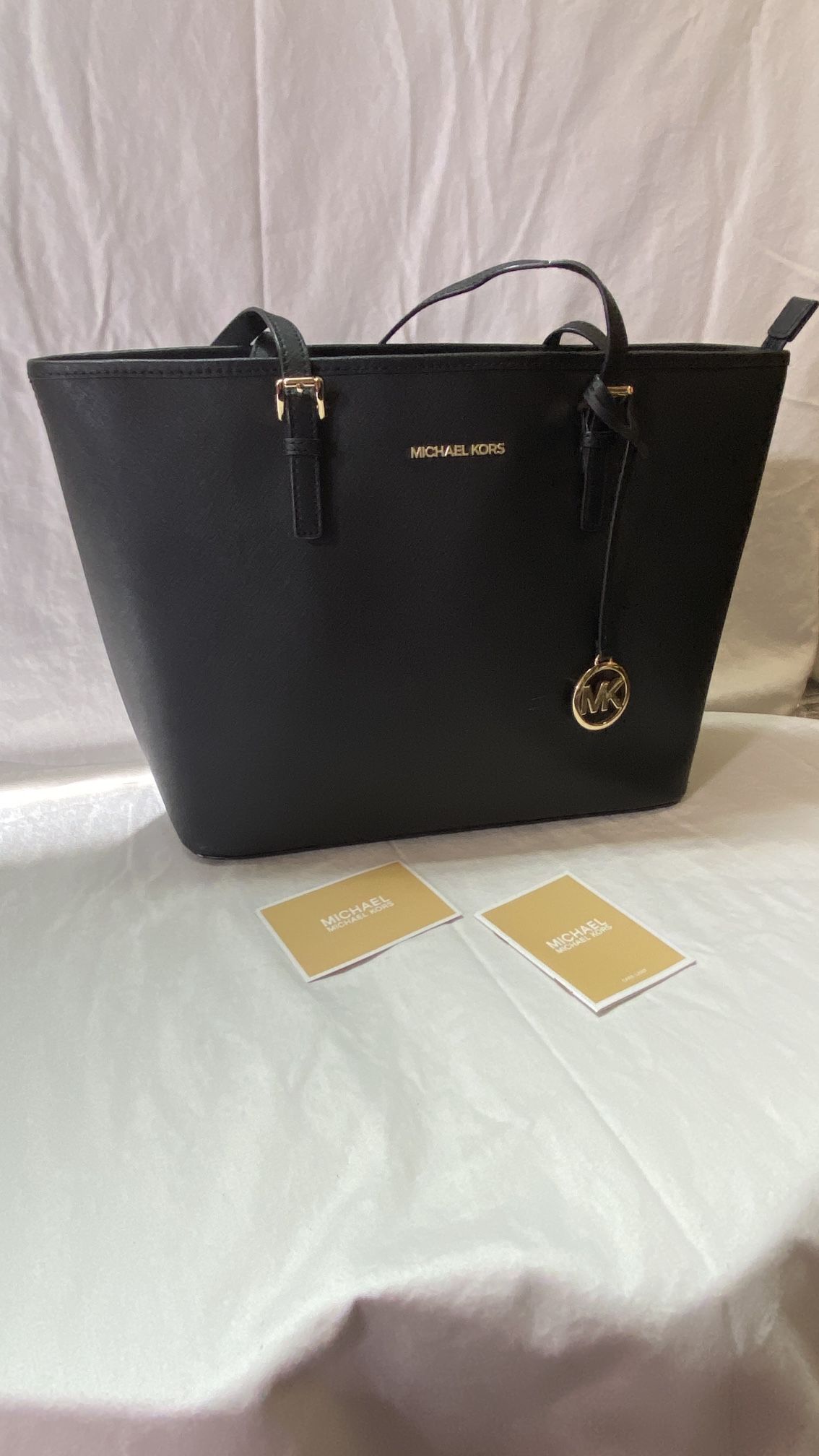 Jet Set Travel Large Saffiano Leather Tote Bag BLACK