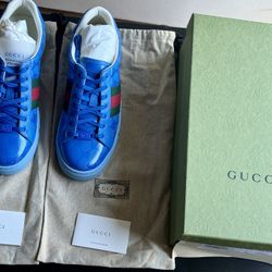 Authentic Brand New Ocean Blue Gucci Sneakers with original box, dust bag, spare laces included.