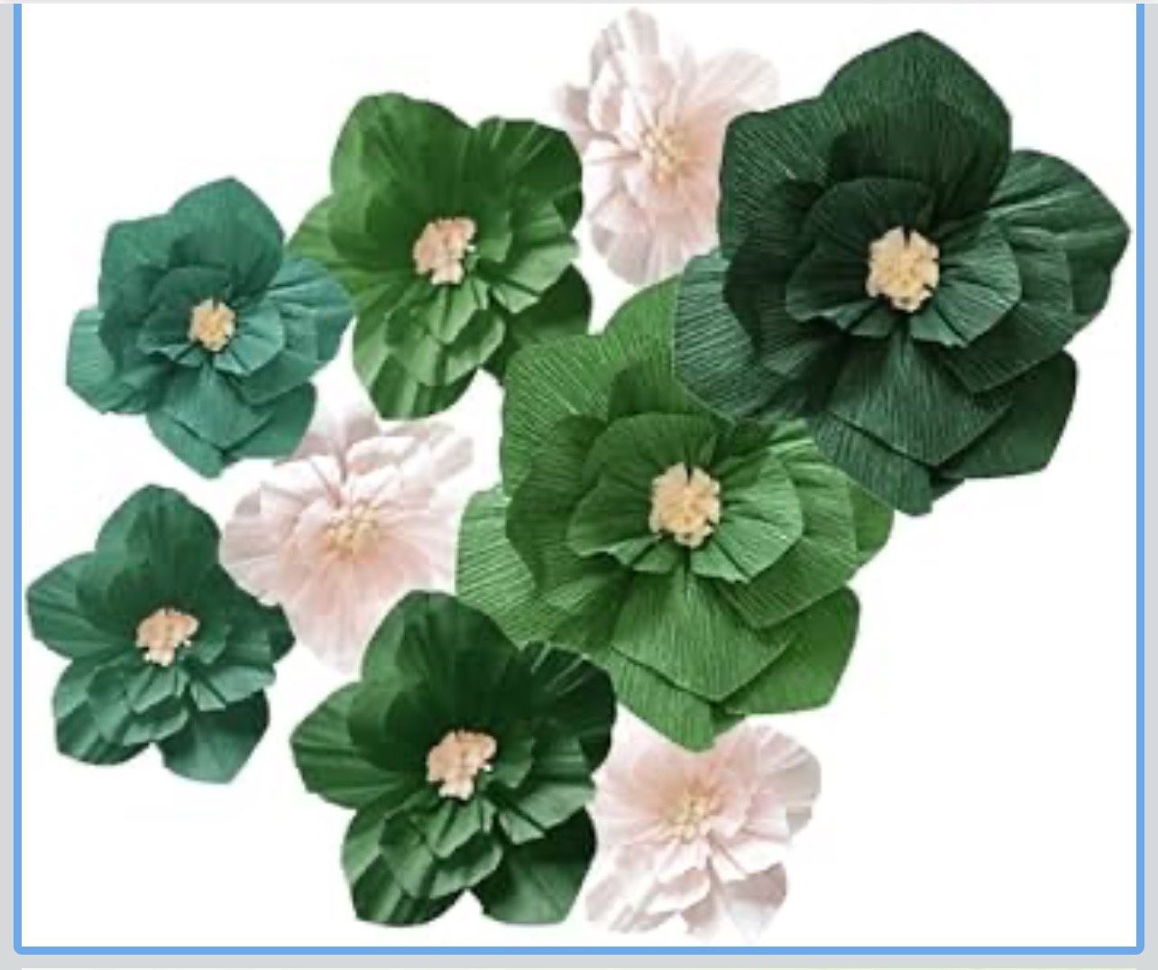 Green Birthday Party Decorations Paper Flowers Artificial Crepe Tissue Wall Décor Wedding Birthday Bridal Baby Shower Classroom Nursery Room Backdrop