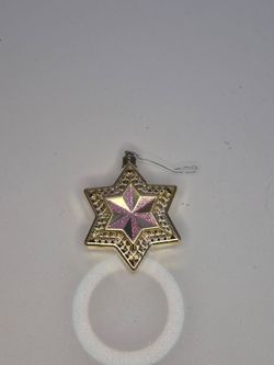 Gold Pink Glitter Double-Sided Star Christmas Ornament Holiday Decor