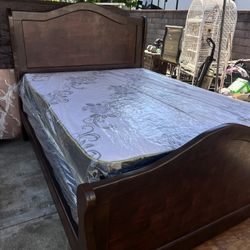 Cama Queen Size Madera Sólida Bien Reforzada 