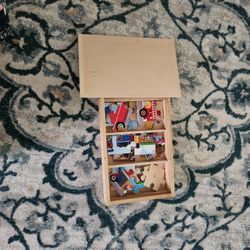 3 Puzzles Store In Divided Wooden Box With Slide-put Lid .
