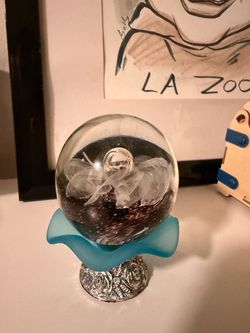 Art Glass Angel Paperweight on Decorative Stand