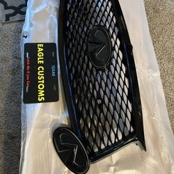 For 2017-2024 INFINITI Q60 Gloss Black Front Bumper Grille Without Camera Option