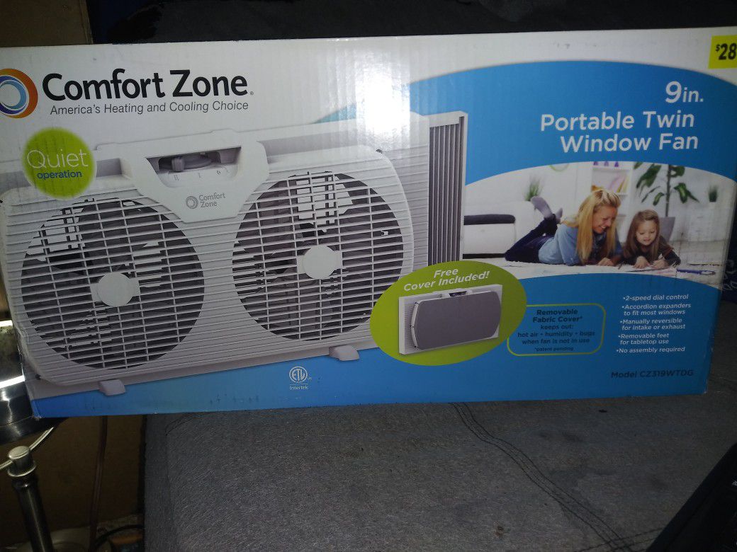 comfort zone twin portable window fan
