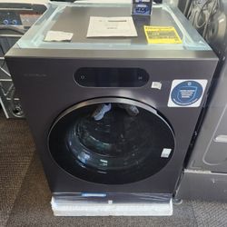 5.8 cu. ft Stackable Front Load Washer in Brushed Black Steel with 26 Wash Programs