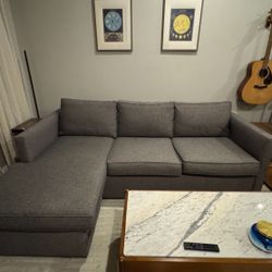 Gray West Elm Henry L-Shape Chaise Sectional Sofa