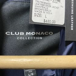 Club Monaco! Ladies Large Brown Genuine Leather biker jacket 