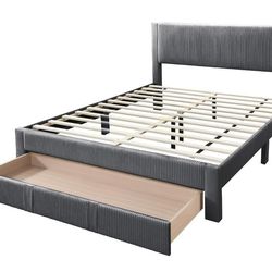 Queenn gray linen frame w Ortho Matres.colchon^^^