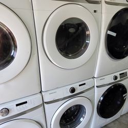 New Samsung Large Capacity Front Load Washer And Stackable Gas Dryer Set 