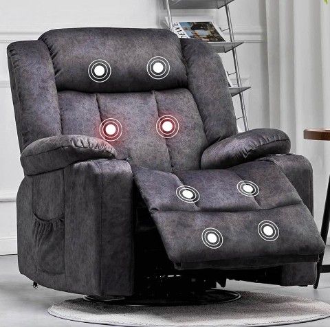 Recliner Chair Massage Rocker with Heated 360 Degree Swivel Lazy