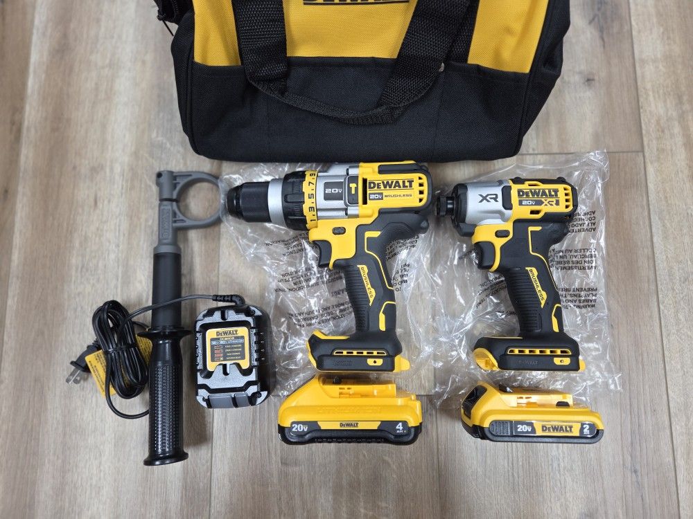 NEW DeWalt 20V Flexvolt Brushless Hammer Drill & XR 3-Speed Impact Driver Combo Kit