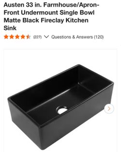 SINKOLOGY Austen 33 in. Farmhouse/Apron-Front Undermount Single Bowl Matte Black Fireclay Kitchen Sink
