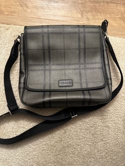 Coach Unisex Messenger Crossbody Bag - Gray Plaid