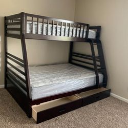 Twin Over Full Bunk Bed And Mattresses 