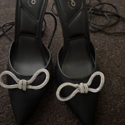 ALDO black And Silver Heels 