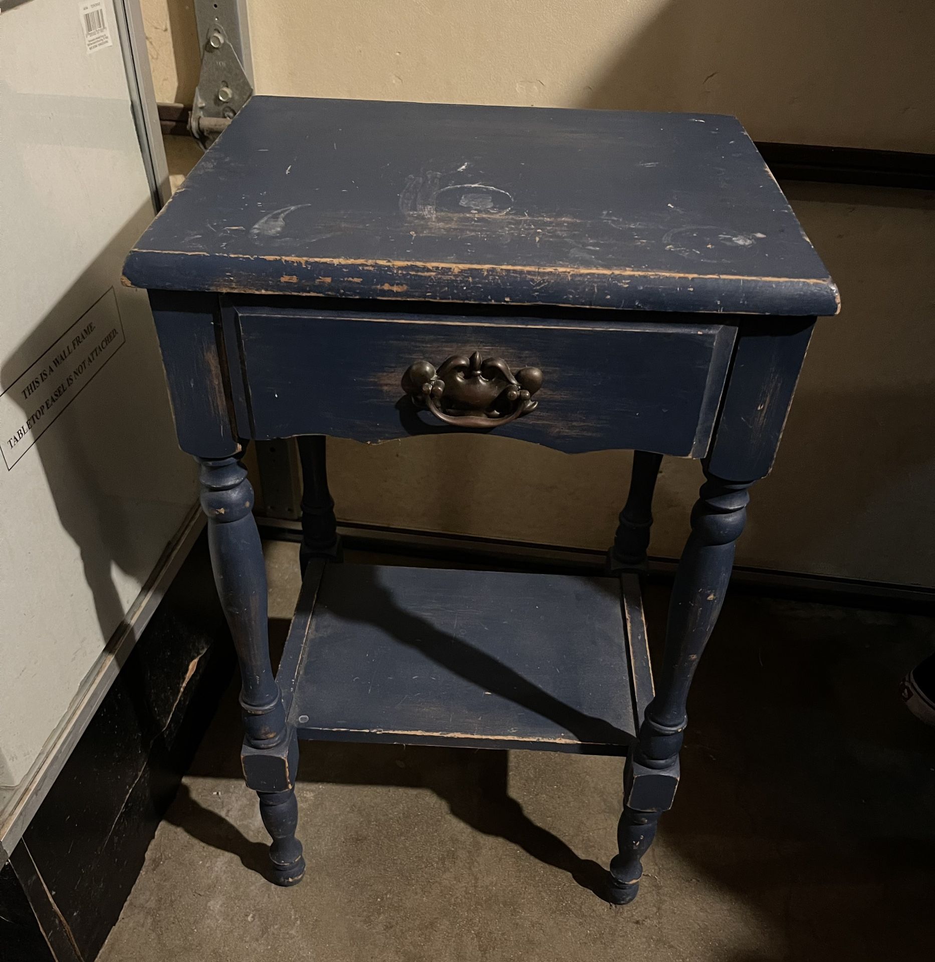 Blue Antique Table With Drawer