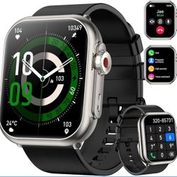 Smart Watch for Men Women, 1000 mAh 100 Day Battery Life, 1.85" Fitness Tracker Bluetooth Call/Make Calls, 110+ Sport Modes, IP68 Waterproof, Heart Ra