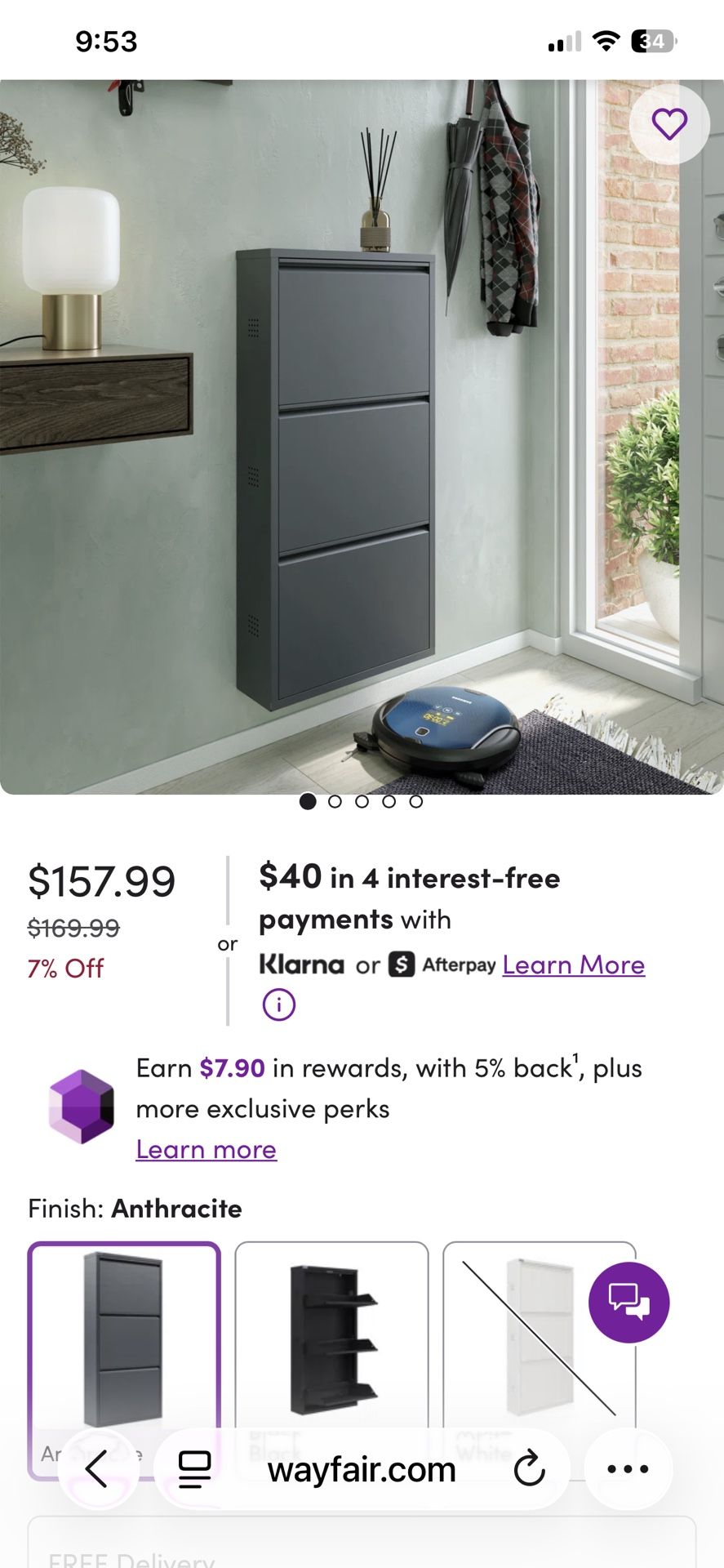 Metal Slim Black Shoe Rack