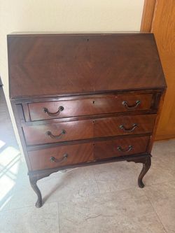 Antique-Style Mahogany Slant-Front Secretary Desk