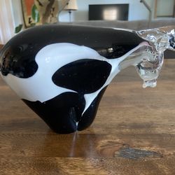 Vintage Crystal Glass Cow