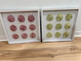 pink and green 3D coral accent art pieces beach boho coastal