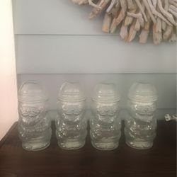 Vintage LIBBEY Santa Claus Clear Glass Candy Jars Set Of 4