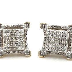 10kt Gold Square Cluster Earring With Diamonds 2.50grams 150860 12
